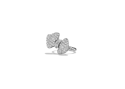 Rhodium Plated CZ Studded Ladies Bow Ring